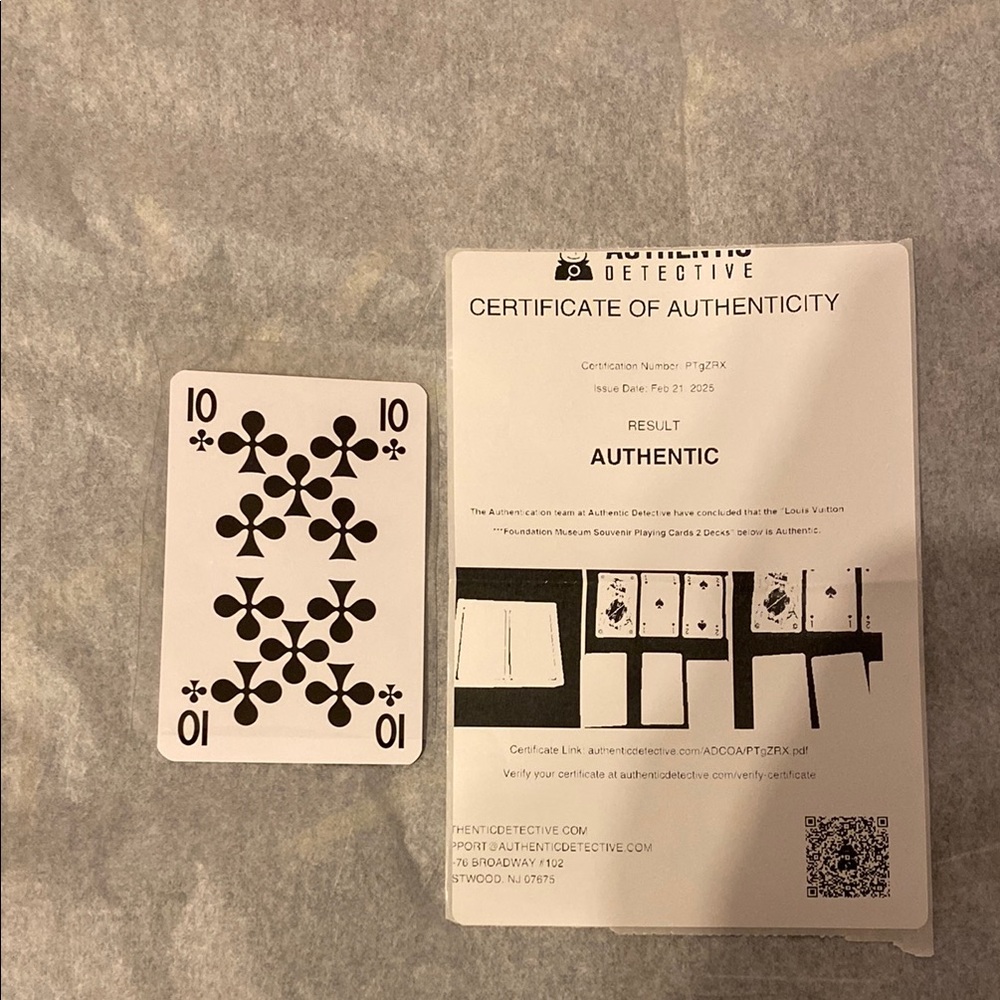 Playing Card with Certificate of Authenticity